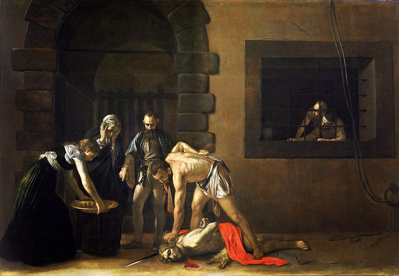 Caravaggio Beheading of Saint John black background Caravaggio Beheading of Saint John black background