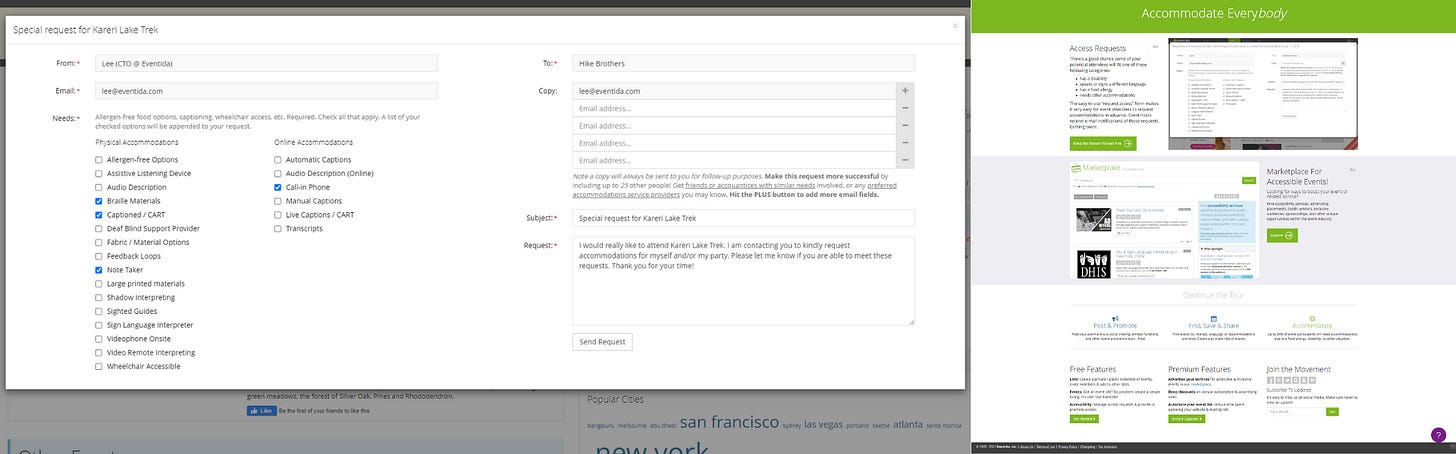 Screenshots of Accommodation Needs Form and Accommodation Request Page Screenshots of Accommodation Needs Form and Accommodation Request Page