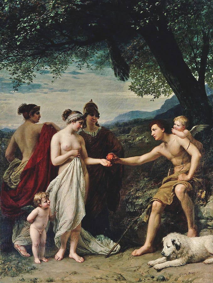 The Judgement of Paris Painting by Oskar Begas
