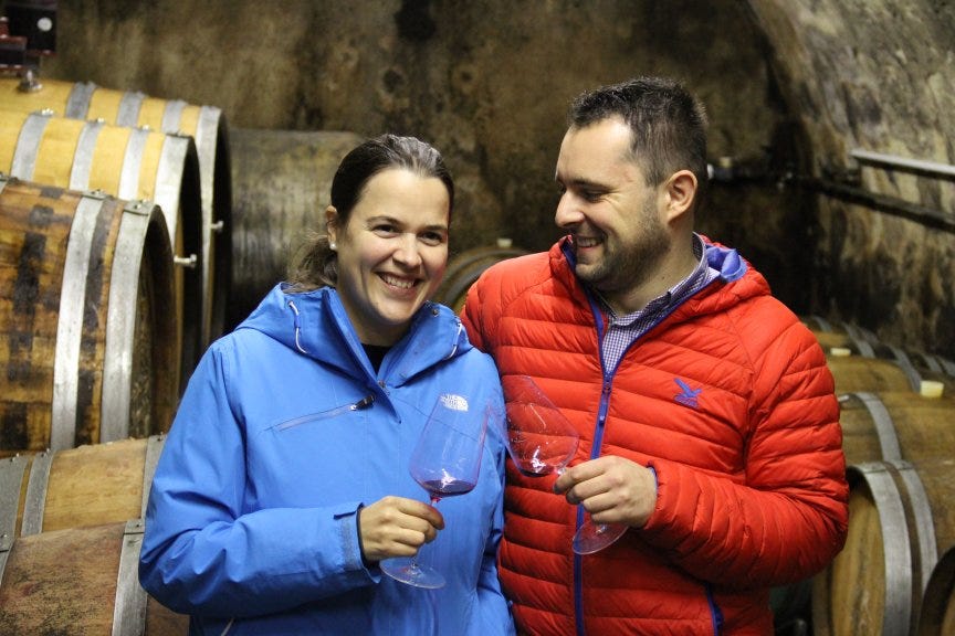 Martin Lichtenburger and Adrianna Gonzalez in their cellar, March 2017 (Photo (C) Simon Woolf All Rights Reserved)