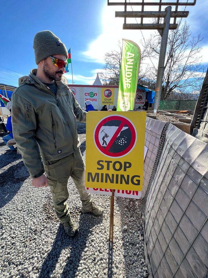 Scenes from the Lachin corridor protest on February 22, 2023.