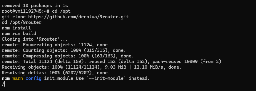 Cloning and building 9Router from source. Cloning and building 9Router from source.