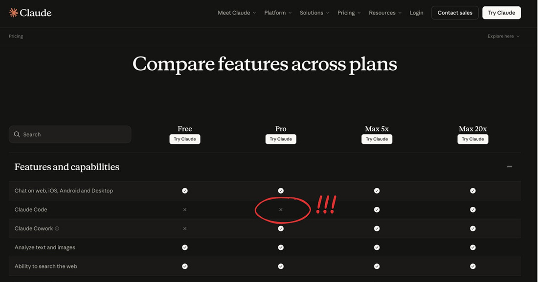 Claude Code removed from Pro signups / Gergely Orosz on X