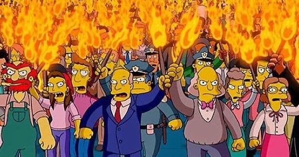 I miss the days when violent, angry mobs with torches were just an over the  top gag... : r/TheSimpsons