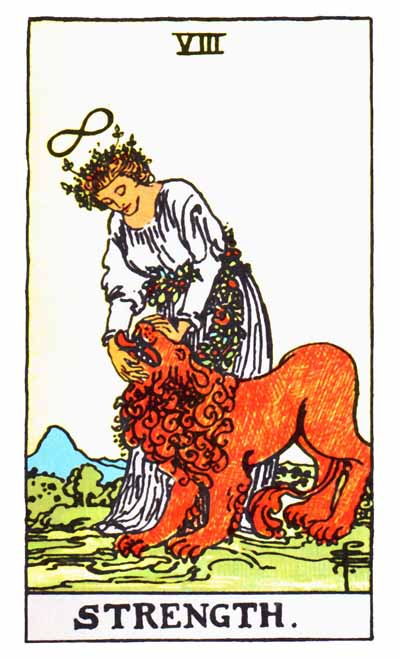 Strength Major Arcana Tarot card.