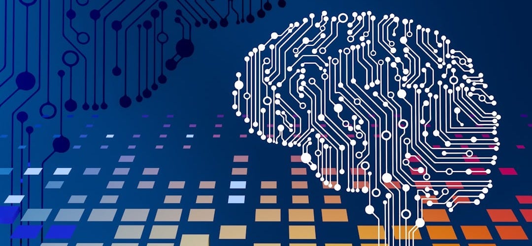 a computer circuit board with a brain on it a computer circuit board with a brain on it