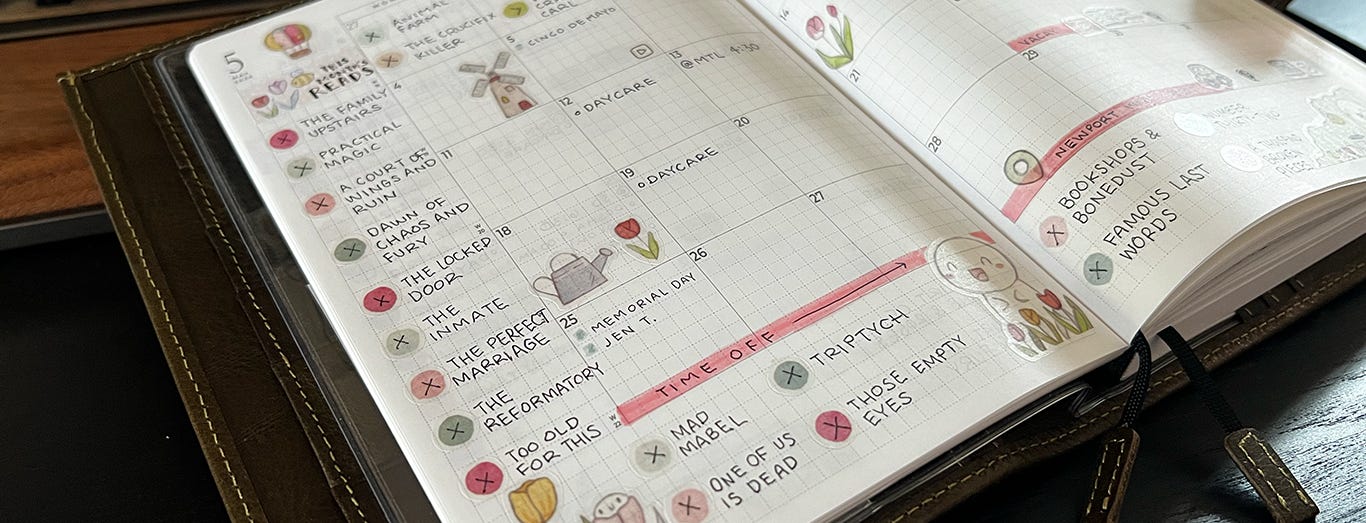 image of May reads tracked in planner image of May reads tracked in planner