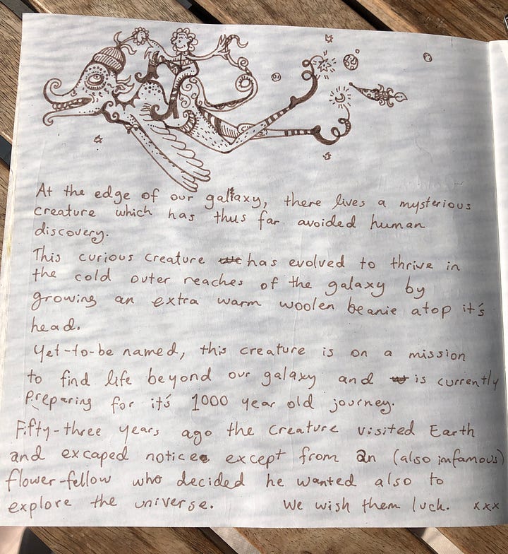 Doodling and storytelling at cafes.