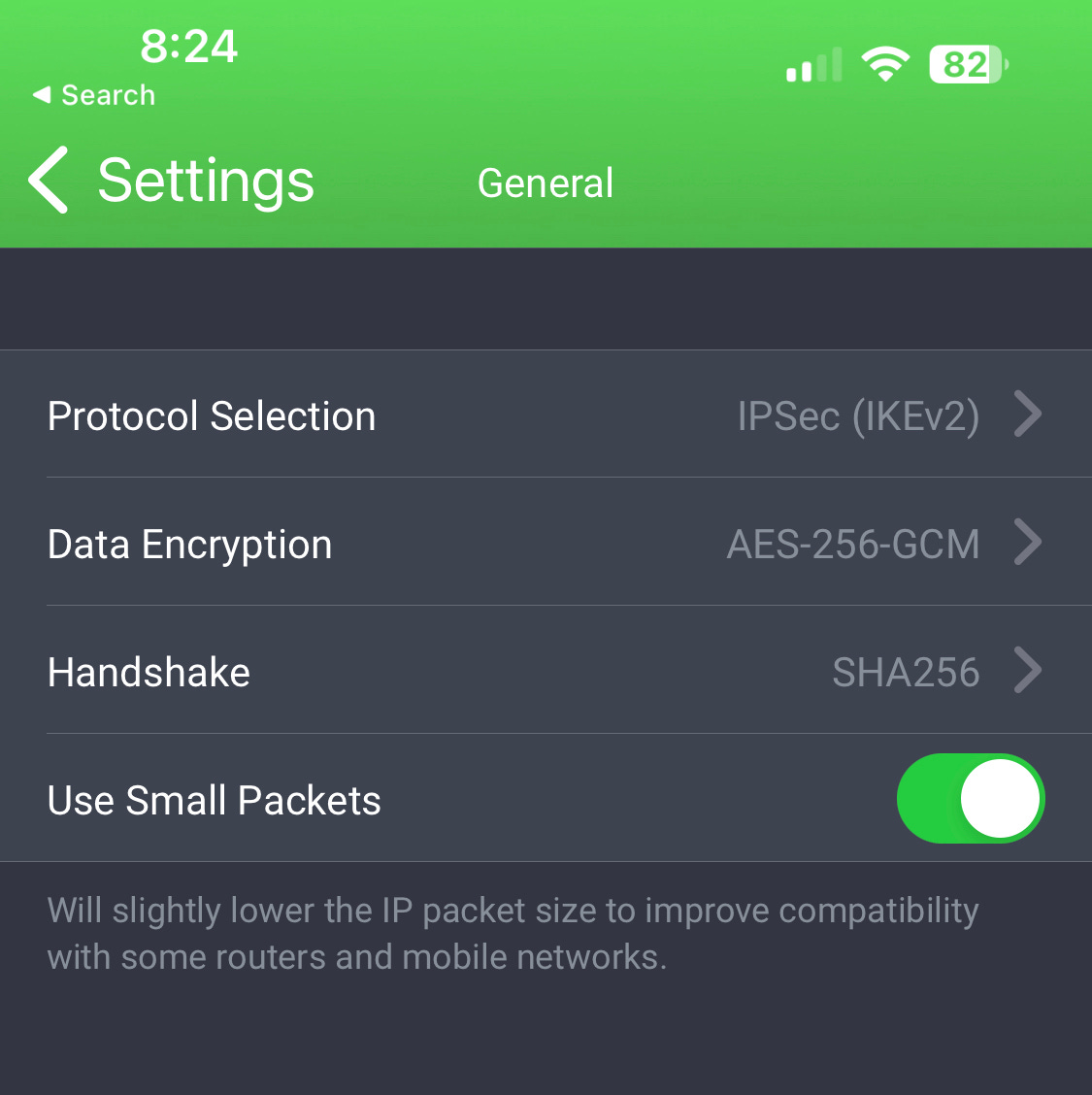 Recommended settings for mobile