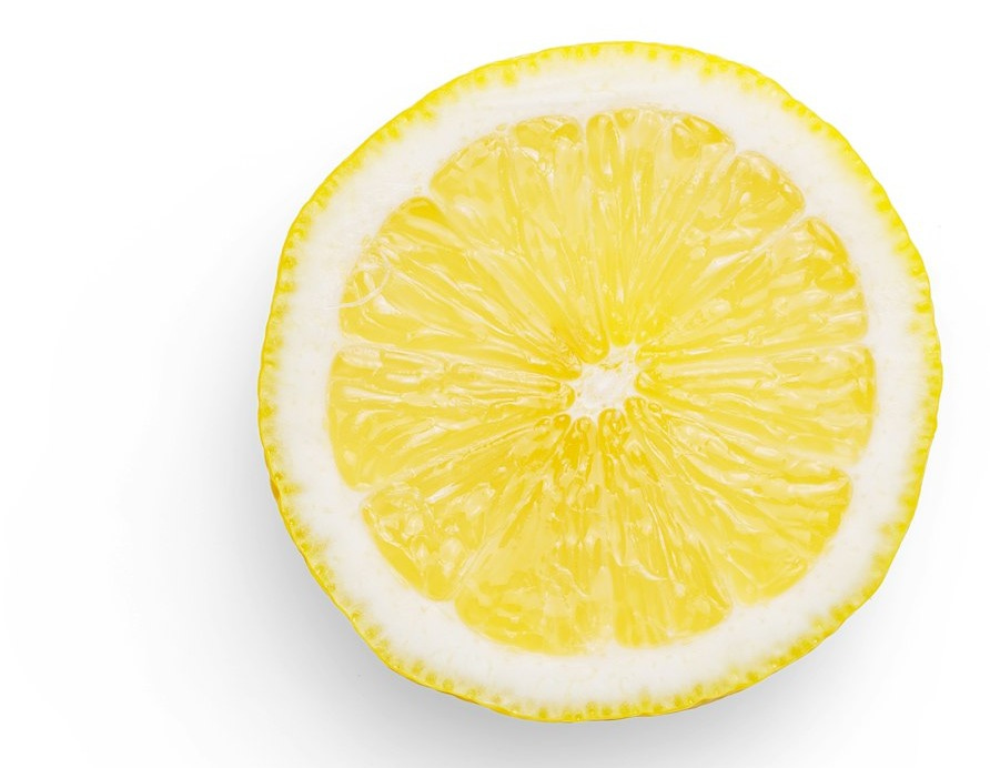 sliced lemon on white background