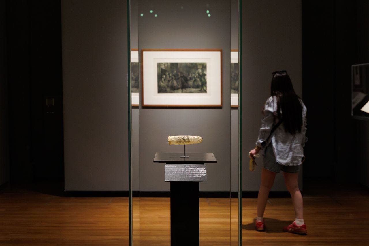 The condom, which dates to 1830, went on display at the Rijksmuseum this week. (Kelly Schenk/AP)