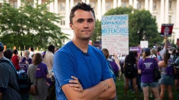 Charlie Kirk at an anti-Kavanaugh Supreme Court confirmation protest.