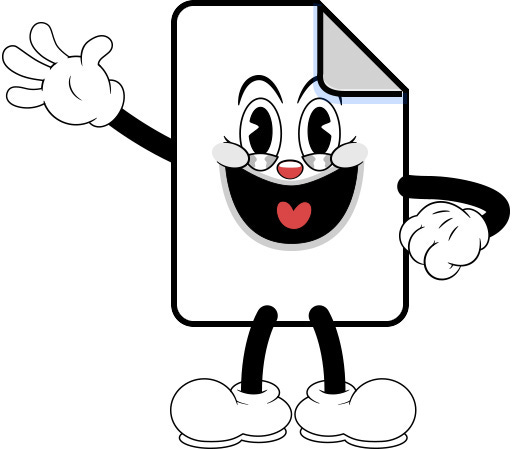 A happy cartoon resumé document waving.