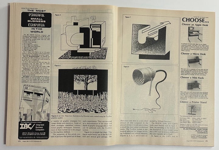 Including some of the earliest artwork done on a computer by Bowman, Okra, Foot and others