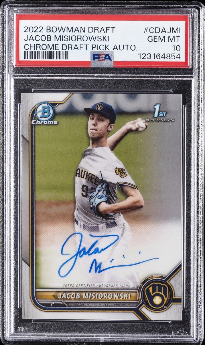 2022 BOWMAN DRAFT CHROME DRAFT PICK AUTOS #CDAJMI JACOB MISIOROWSKI PSA 10 AUTO 2022 BOWMAN DRAFT CHROME DRAFT PICK AUTOS #CDAJMI JACOB MISIOROWSKI PSA 10 AUTO