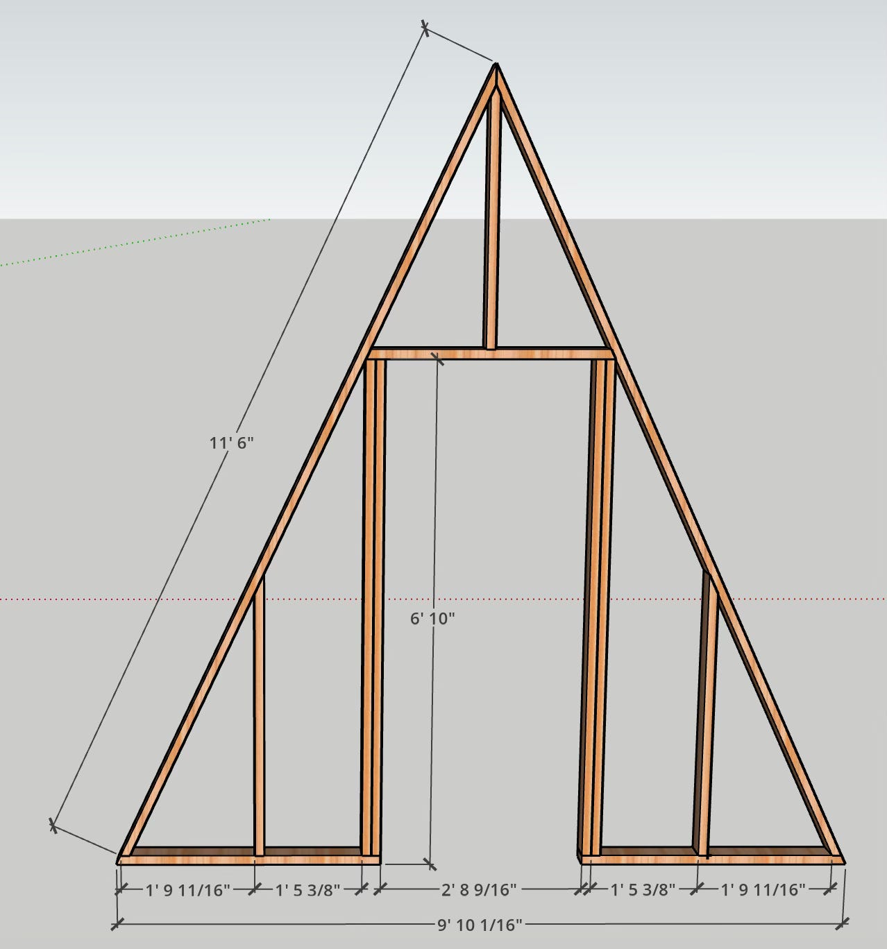 Designing an A-Frame in Sketchup: Part 2, The A, image size:1278x1368
