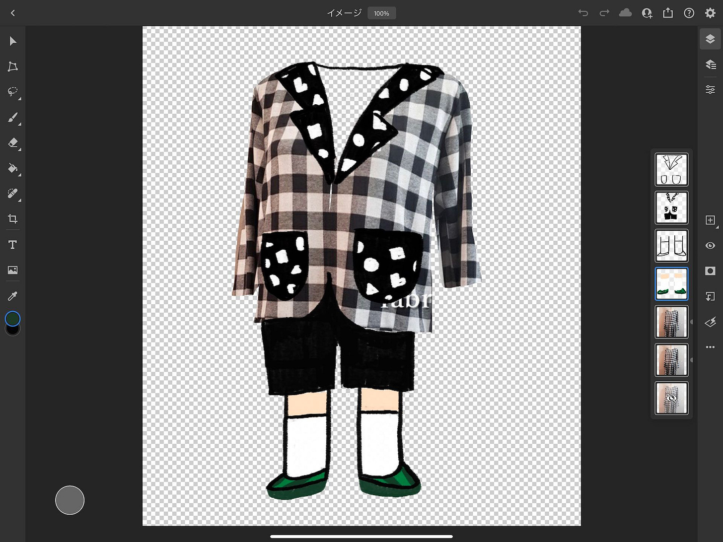 iPad版Photoshopでジャケット完成形のイメージを息子に伝える
