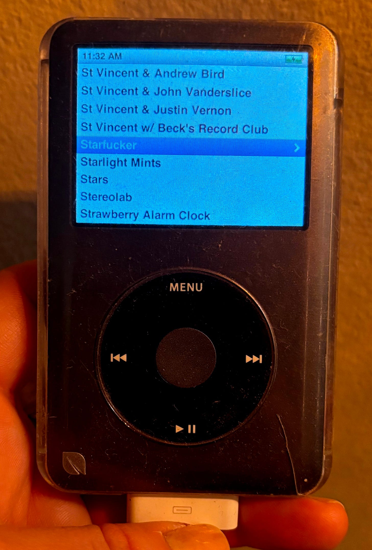 A view of the writer's artists on her iPod classic, including Starfucker.