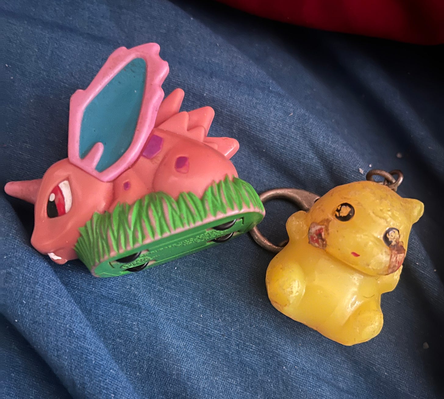 Soaker has tons of great Pokémon merchandise, here is a picture of her Nidoran, and a Pikachu which has seen a lot of love throughout the years Soaker has tons of great Pokémon merchandise, here is a picture of her Nidoran, and a Pikachu which has seen a lot of love throughout the years