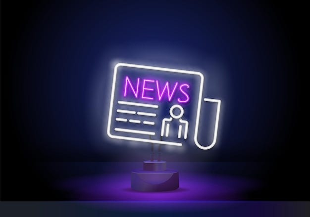 Premium Vector | Neon news icon newspaper neon icon elements of media press  set simple icon for websites web design m...