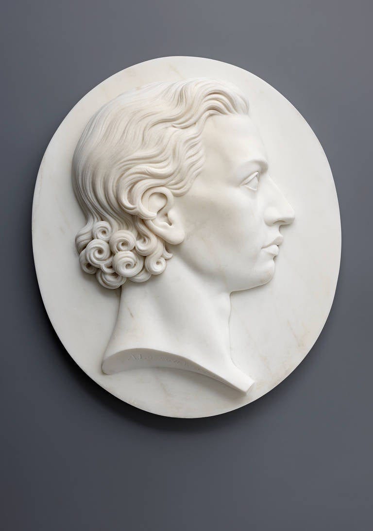 19th Century German Marble Portrait Relief of Friedrich von Schiller