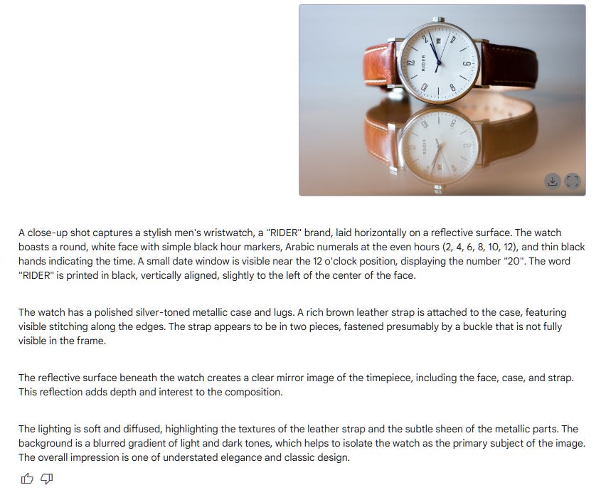 A close-up shot captures a stylish men's wristwatch, a "RIDER" brand, laid horizontally on a reflective surface. The watch boasts a round, white face with simple black hour markers, Arabic numerals at the even hours (2, 4, 6, 8, 10, 12), and thin black hands indicating the time. A small date window is visible near the 12 o'clock position, displaying the number "20". The word "RIDER" is printed in black, vertically aligned, slightly to the left of the center of the face.  The watch has a polished silver-toned metallic case and lugs. A rich brown leather strap is attached to the case, featuring visible stitching along the edges. The strap appears to be in two pieces, fastened presumably by a buckle that is not fully visible in the frame.  The reflective surface beneath the watch creates a clear mirror image of the timepiece, including the face, case, and strap. This reflection adds depth and interest to the composition.  The lighting is soft and diffused, highlighting the textures of the leather strap and the subtle sheen of the metallic parts. The background is a blurred gradient of light and dark tones, which helps to isolate the watch as the primary subject of the image. The overall impression is one of understated elegance and classic design.