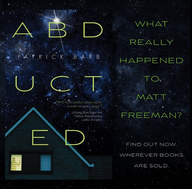 Abducted cover & ad What Really Happened to Matt Freeman? Find out now wherever books are sold