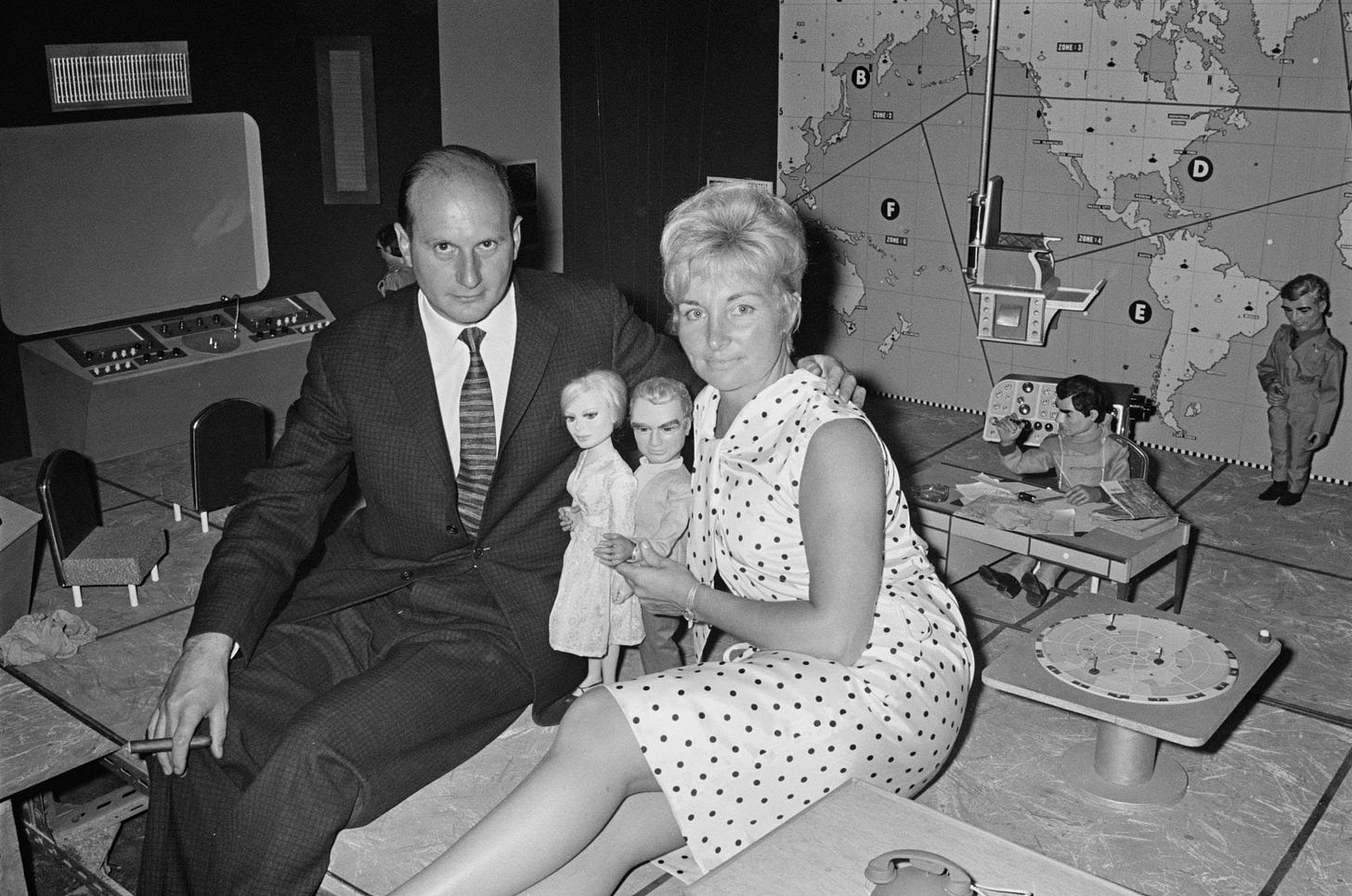 Gerry and Sylvia Anderson at Century 21 Productions on the Slough Trading Estate, AI generated Gerry and Sylvia Anderson at Century 21 Productions on the Slough Trading Estate, AI generated