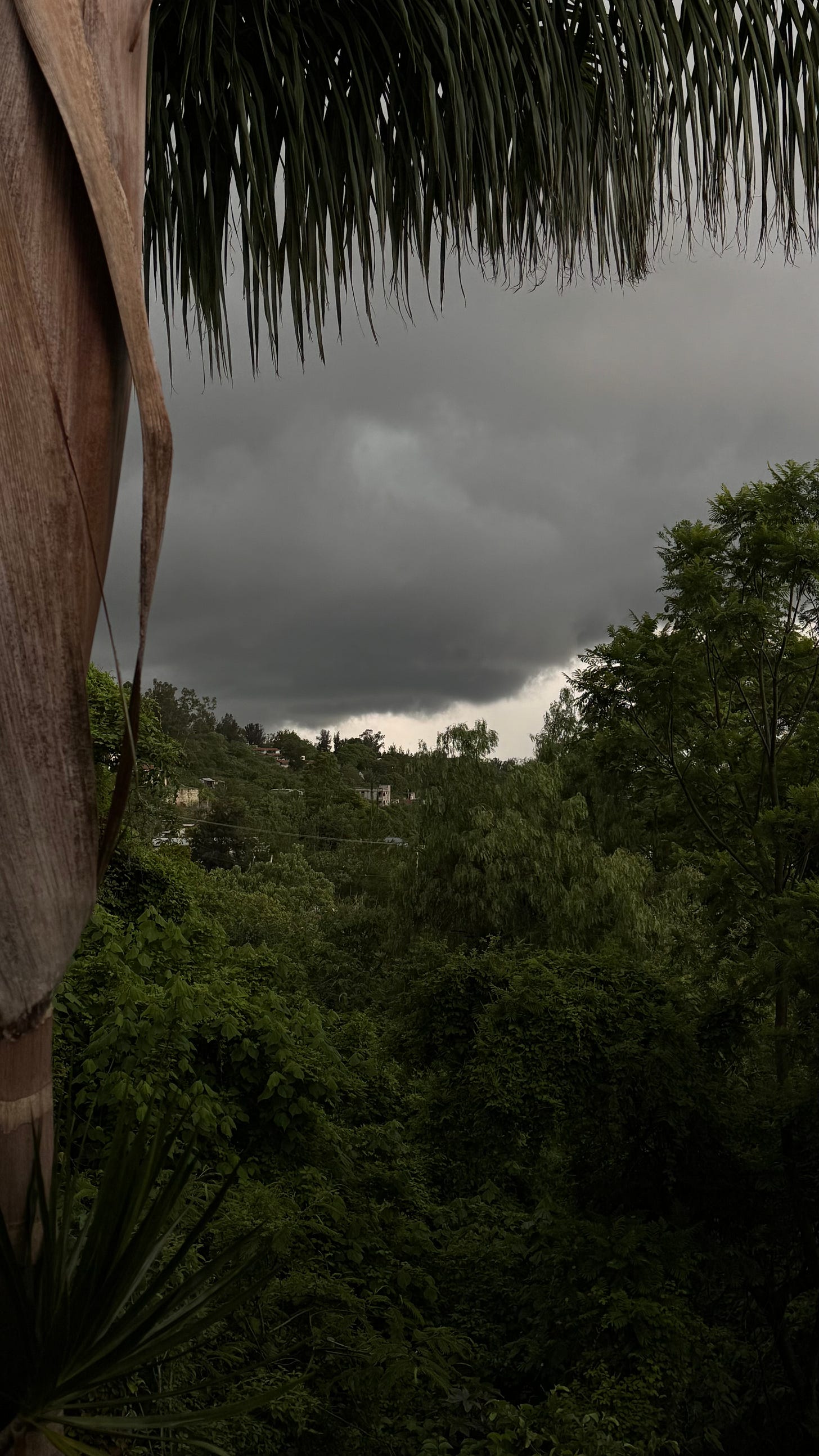 Storm clouds in the sky over Oaxaca, Mexico.