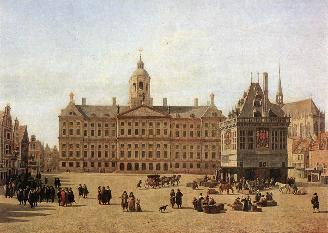 Painting of Dam Square, 1668, by Gerrit Adriaenszoon Berckheyde (1638 – 10 June 1698) Painting of Dam Square, 1668, by Gerrit Adriaenszoon Berckheyde (1638 – 10 June 1698)