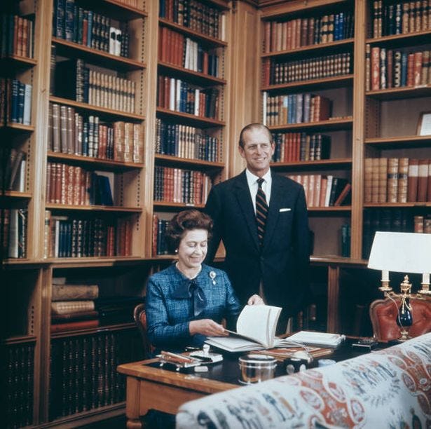Queen Elizabeth and Prince Philip, the Duke of Edinburgh (1921 - 2021) in the study at Balmoral Castle, Scotland, 26th September 1976. (Photo by Keystone/Hulton Archive/Getty Images) Queen Elizabeth and Prince Philip, the Duke of Edinburgh (1921 - 2021) in the study at Balmoral Castle, Scotland, 26th September 1976. (Photo by Keystone/Hulton Archive/Getty Images)