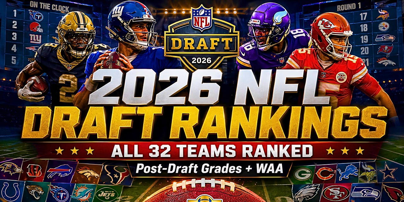 2026 NFL Draft Team Rankings: All 32 Teams Graded With Every Pick + WAA Breakdown
