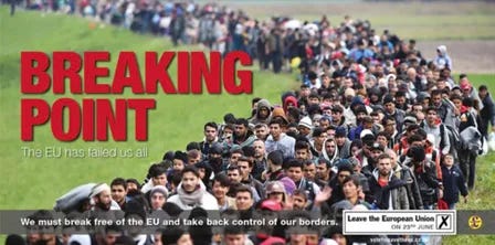 an anti-immigration poster by UKIP showing a long line of people and the words breaking point