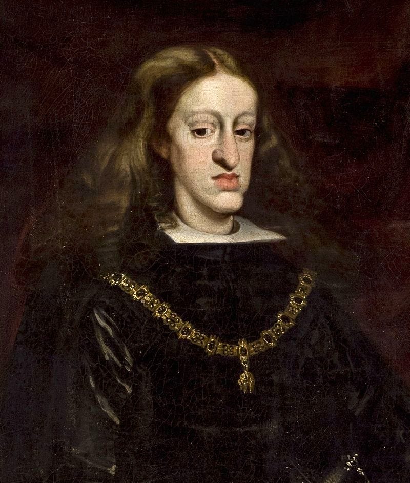 Karol II Habsburg, u którego skumulowały się niepożądane cechy genetyczne (fot. domena publiczna). Karol II Habsburg, u którego skumulowały się niepożądane cechy genetyczne (fot. domena publiczna).