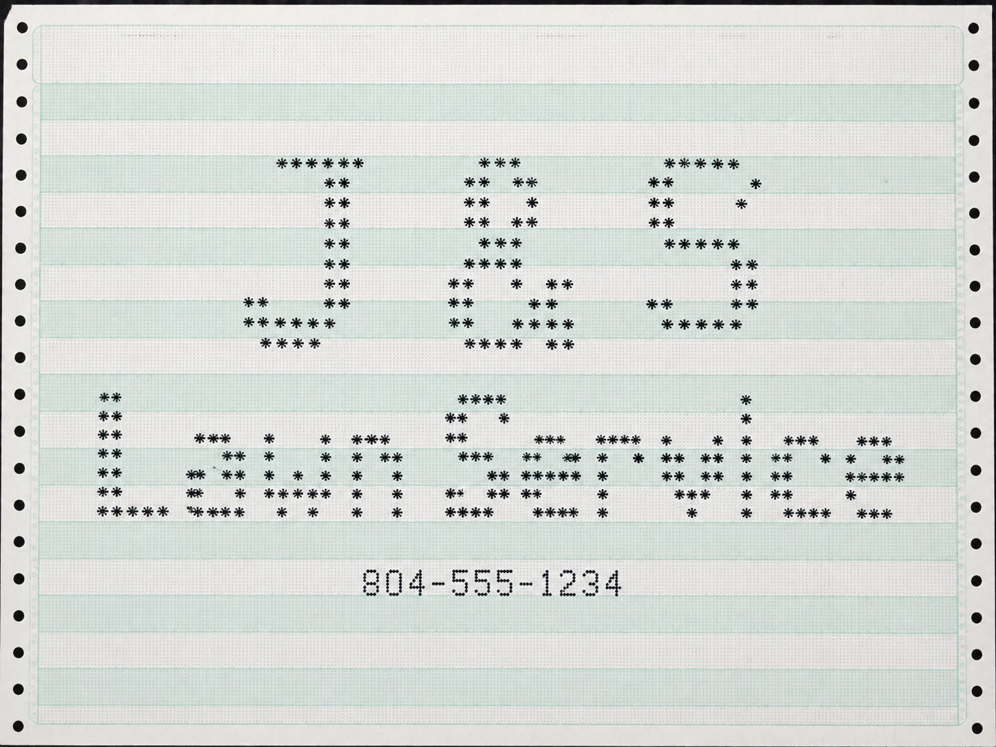 Recreated J&S Lawn Care flyer printed on green-and-white tractor-feed paper. Recreated J&S Lawn Care flyer printed on green-and-white tractor-feed paper.