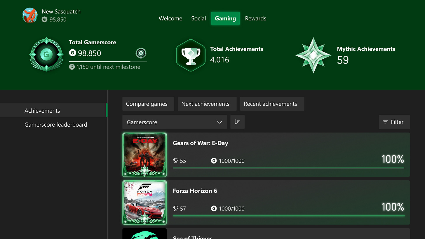 Xbox Mythic Achievements gaming tab Xbox Mythic Achievements gaming tab