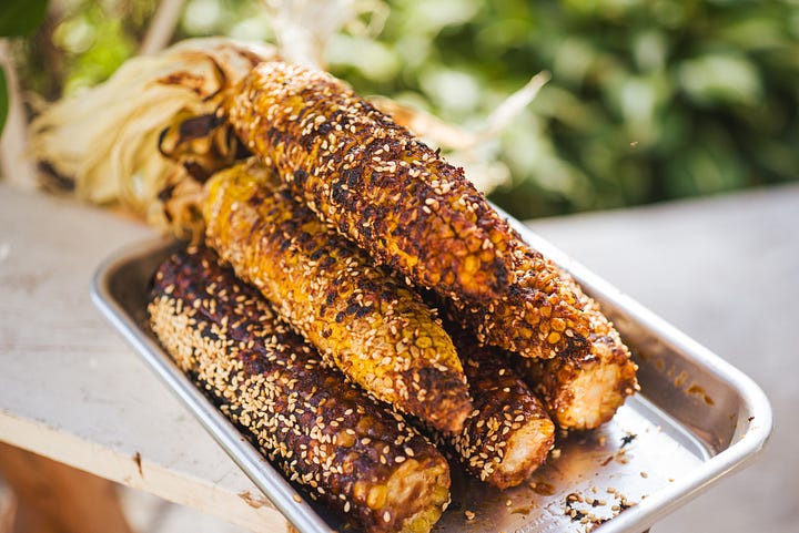 Soy marinated eggs / Taiwanese grilled corn