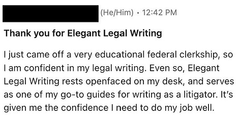 More social media posts and notes about Ryan McCarl's Elegant Legal Writing