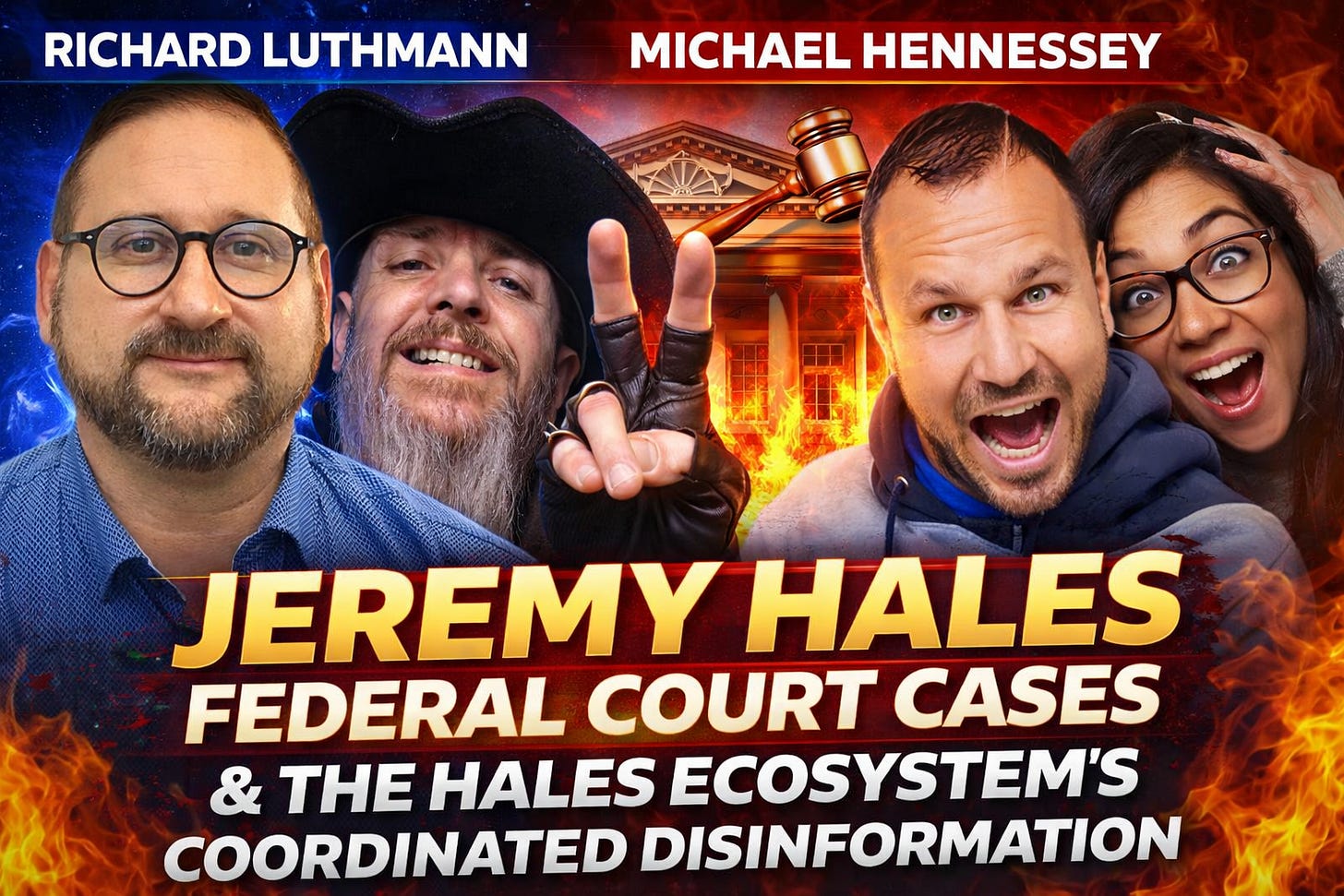YouTube Bully Jeremy Hales’s federal lawsuit faces dismissal along with abusive litigation, anti-Semitic rhetoric, and cult-like behavior. YouTube Bully Jeremy Hales’s federal lawsuit faces dismissal along with abusive litigation, anti-Semitic rhetoric, and cult-like behavior.