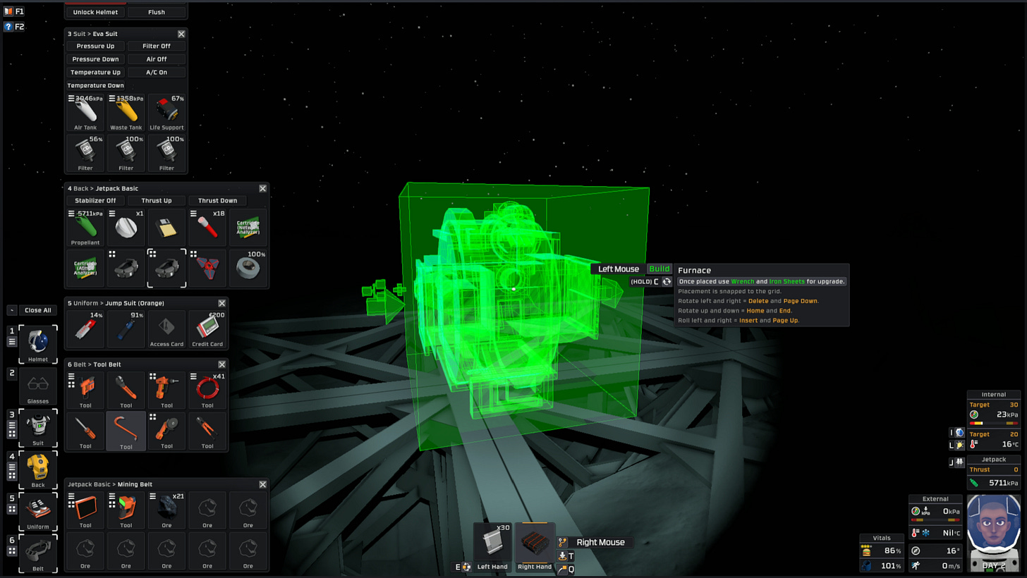 Screenshot showing ideal furnace orientation with chute connection arrows pointing to the right.