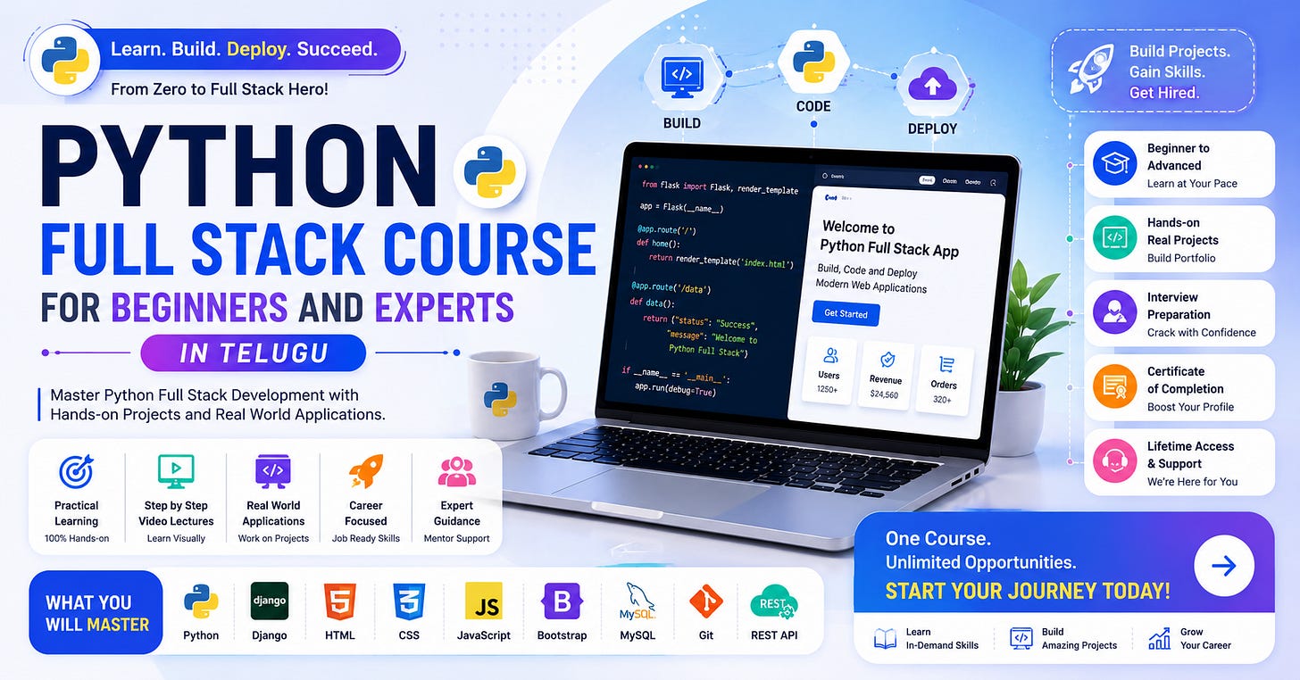 Python Full Stack Course for Beginners and Experts in Telugu
