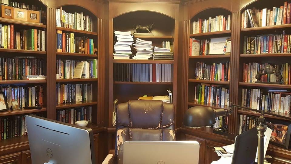 This is where Mark runs his MTA and MPA services from. As you see he is a passionate reader.