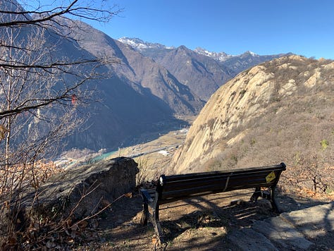 Hiking in Italy: mule track, sanctuary of Machaby, village Machaby, Forte Machaby, (Arnad)
