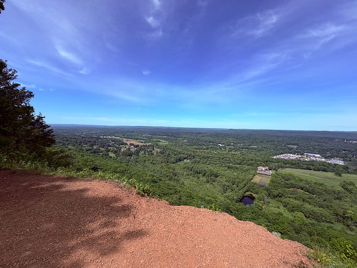 sky, grass, rocks, ridge, clouds, tree, trail, dirt