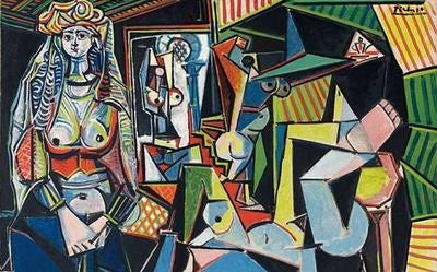 Pablo Picasso, Women of Algiers (Version O), a Cubist scene of women in reds, blues and greens