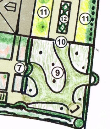 The Hot Border is to the north and Cottage Garden to the west. To the east is a gate to the easement and our neighbors. See the full Havenwood map here