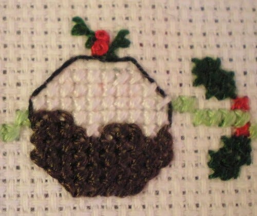 Cross Stitch Christmas Pudding and Holly Cross Stitch Christmas Pudding and Holly