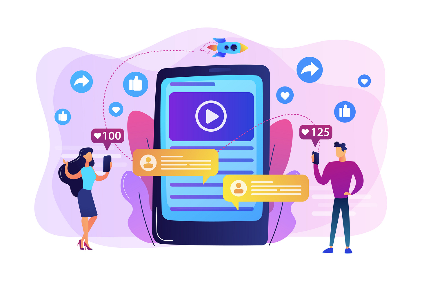 Animace zobrazující video na sociálních sítích. Image by Vectorjuice on Freepik