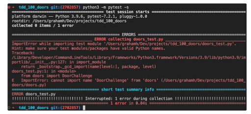 console output of a failing tests.
