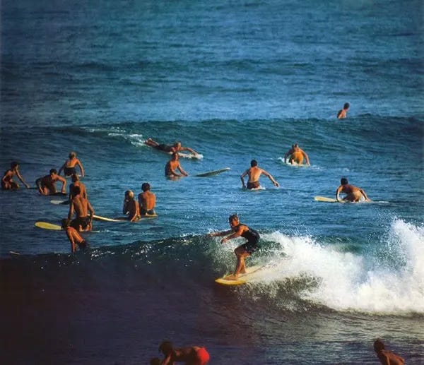 Six young women with their surfboards on a Southern California beach, circa late 1920s/early 1930s. Six young women with their surfboards on a Southern California beach, circa late 1920s/early 1930s.